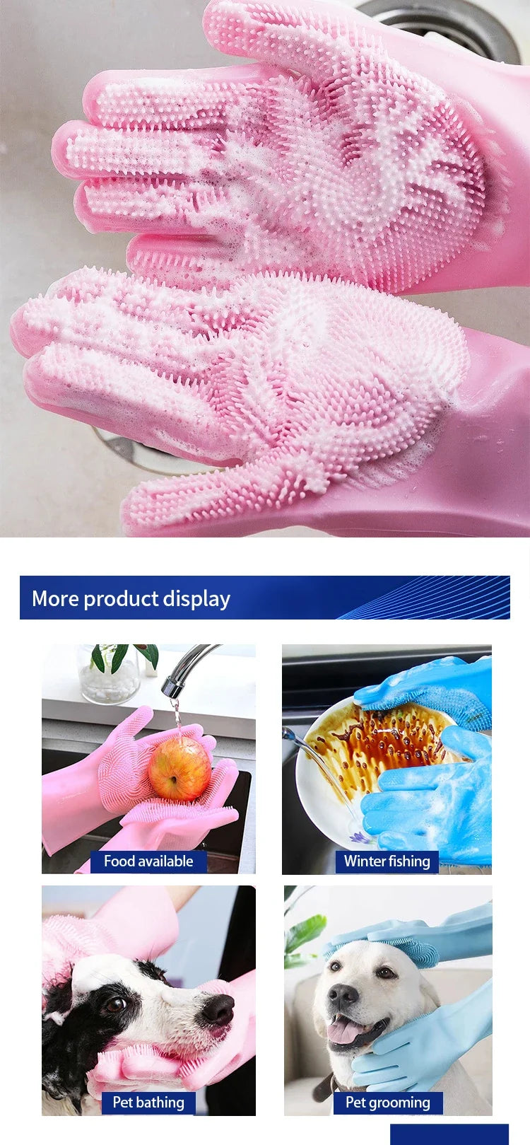 Gants de toilettage en silicone pour animaux – Imperméables, retirent les poils