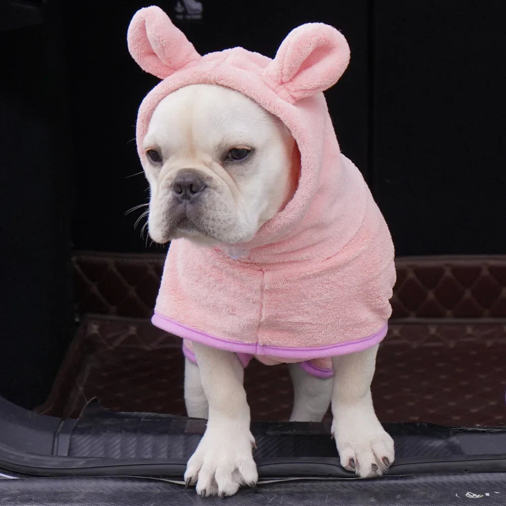 Peignoir en Polaire Corail à Capuche à Séchage Rapide pour Animaux
