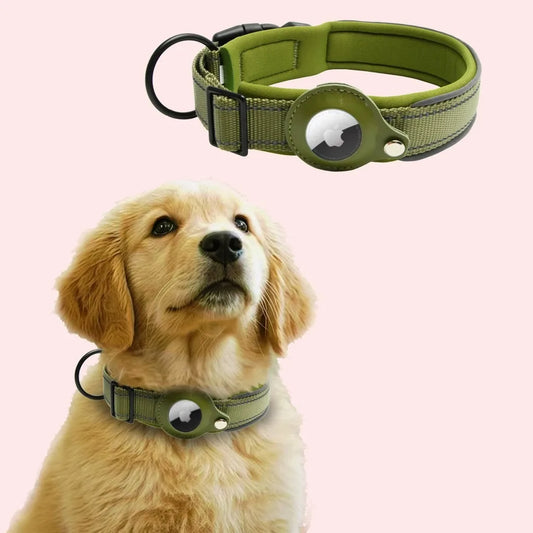 Collier en Nylon Réfléchissant Ajustable pour Chien avec Housse AirTag