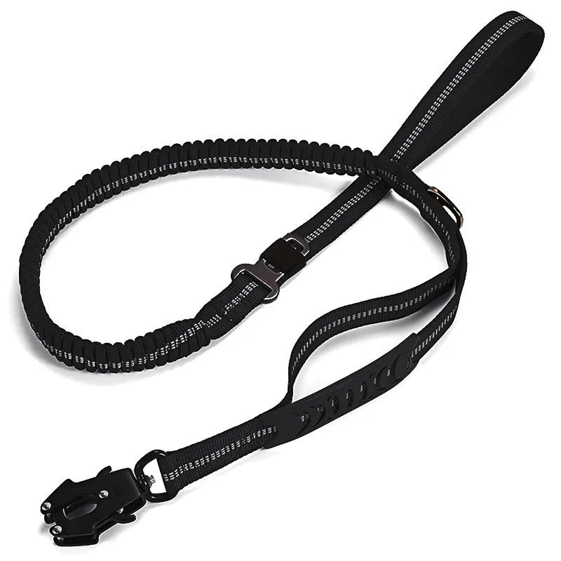Laisse Tactique Bungee Amortissante pour Chien avec Attache Rapide