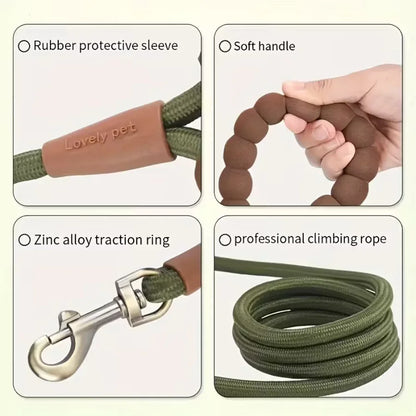 Laisse pour chien en nylon durable avec poignée en silicone confortable