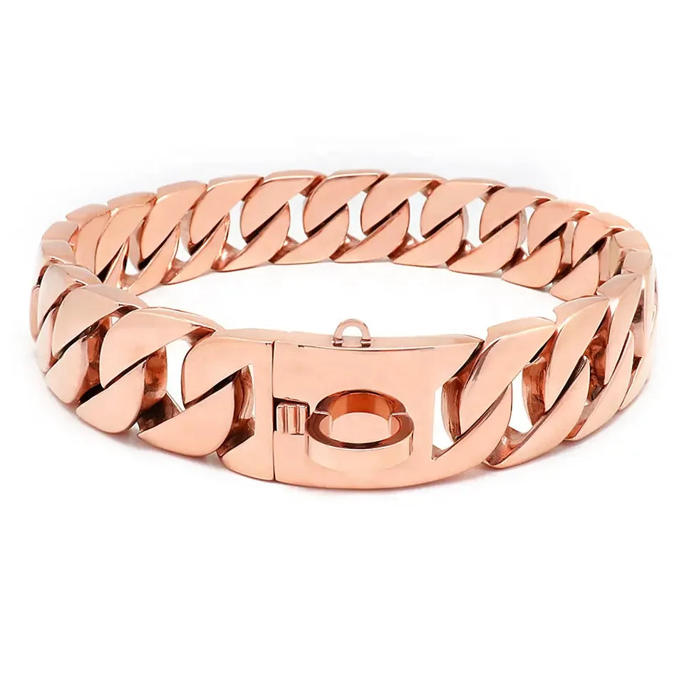 Collier pour Chien en Chaîne Cubaine en Acier Inoxydable 32mm avec Fermeture Rapide