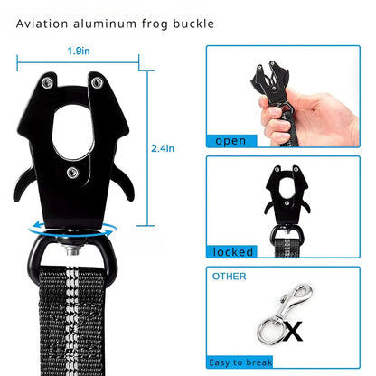 Laisse Tactique Bungee Amortissante pour Chien avec Attache Rapide