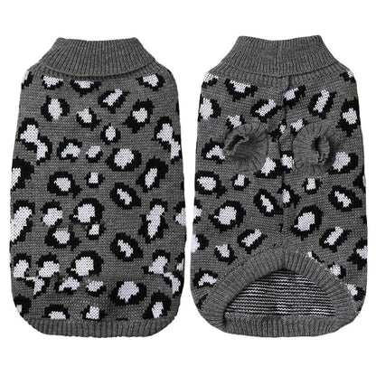 Pull tricoté à imprimé léopard pour animaux de compagnie pour une chaleur quotidienne douillette