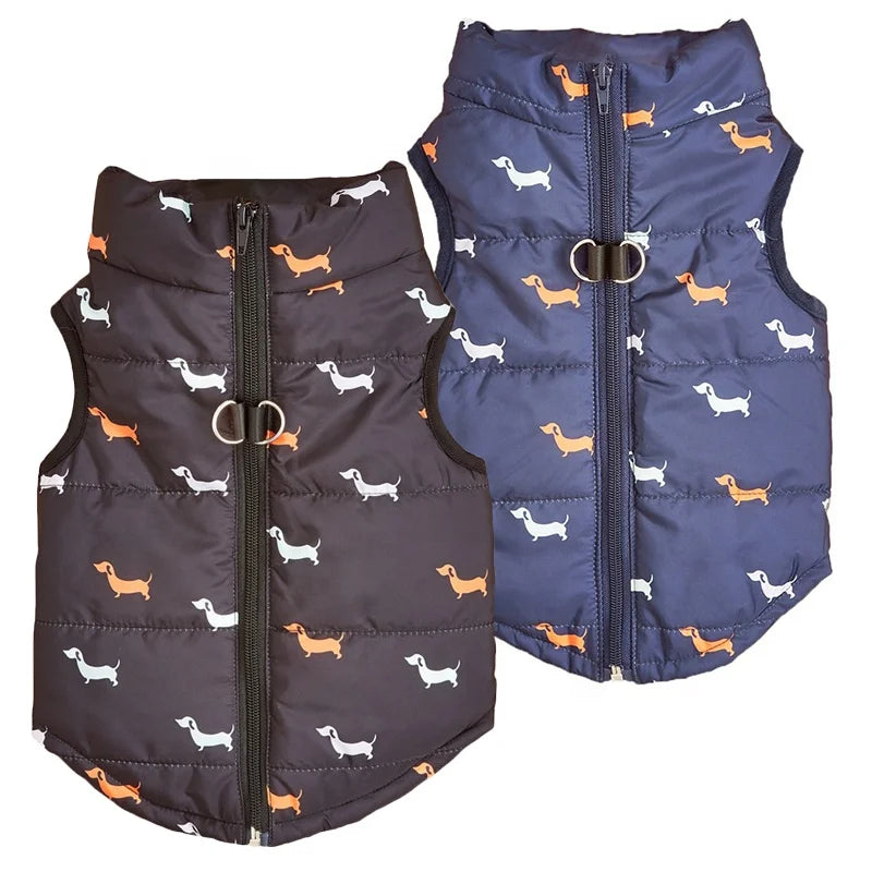 Gilet d'Hiver Matelassé à Carreaux pour Chien avec Ouverture pour Harnais