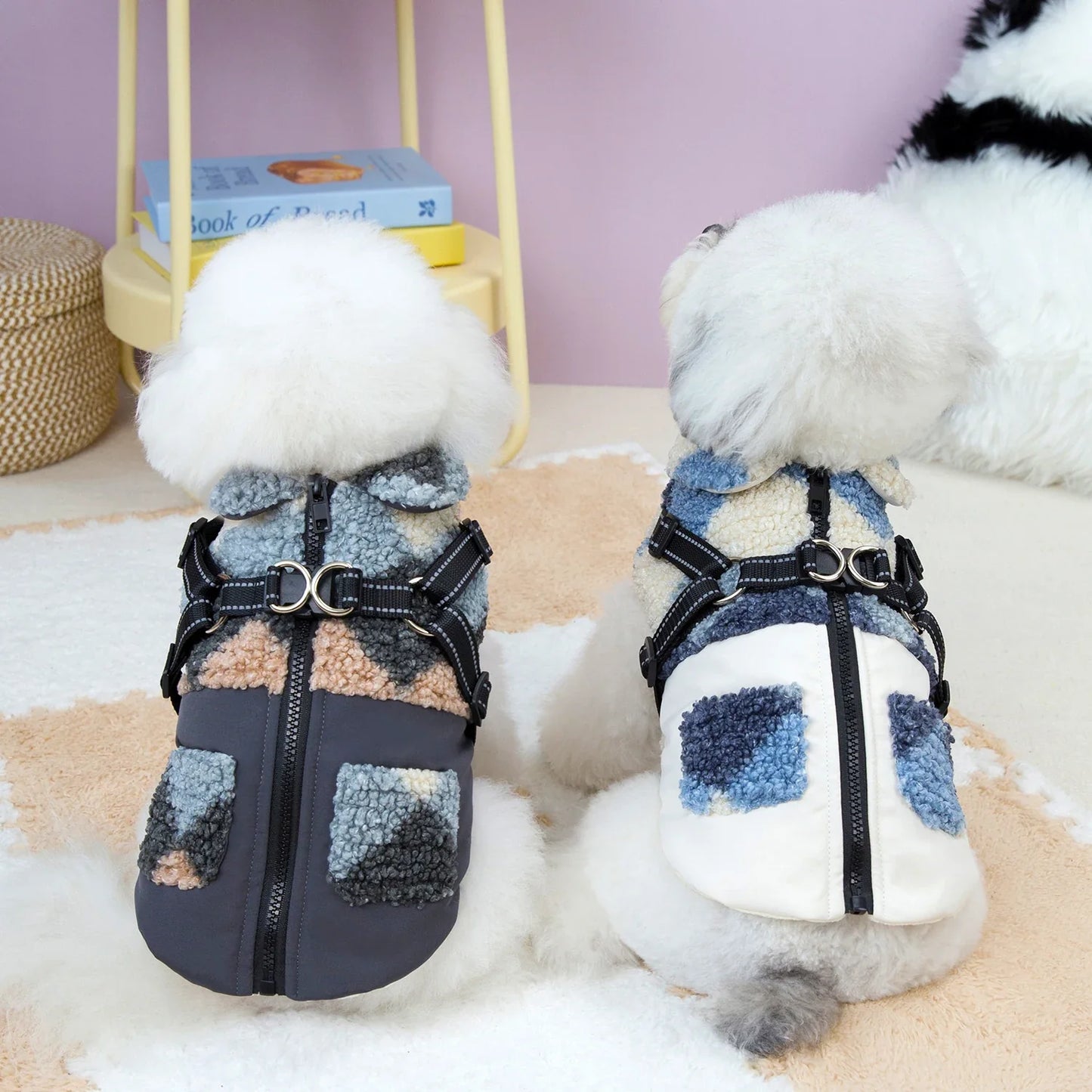 Manteau d'Hiver en Velours Granuleux Chaud pour Grands Chiens