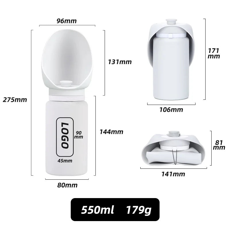 Bouteille d'eau portable et pliable pour animaux – Distributeur de voyage 500 ml