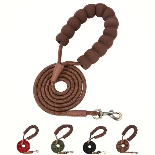 Laisse pour chien en nylon durable avec poignée en silicone confortable