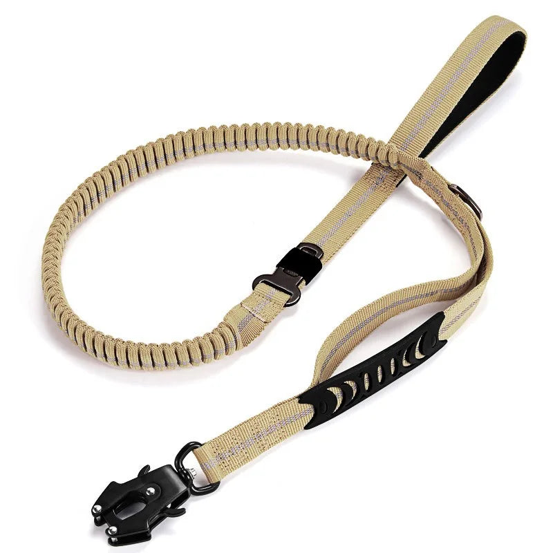 Laisse Tactique Bungee Amortissante pour Chien avec Attache Rapide