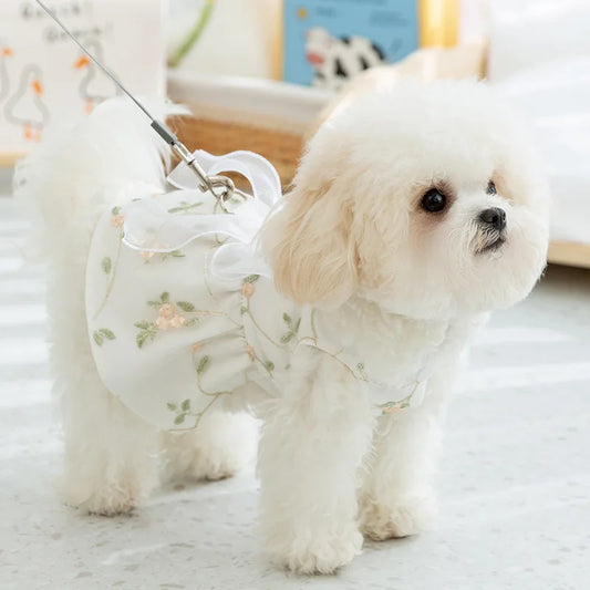 Robe Princesse Respirante pour Chien avec Boucle de Harnais Intégrée