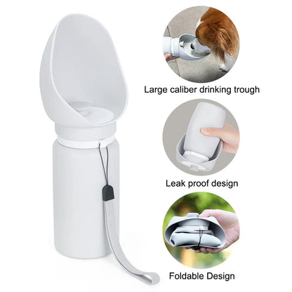 Bouteille d'eau pliable en silicone étanche pour chien