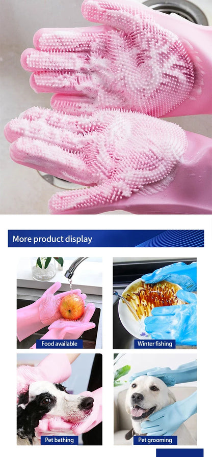 Gants de toilettage en silicone pour animaux – Imperméables, retirent les poils