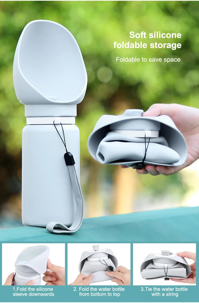 Bouteille d'eau pliable en silicone étanche pour chien