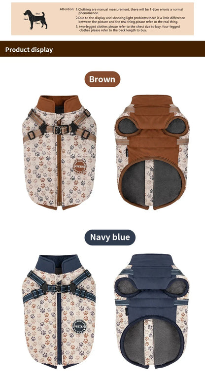 Manteau Matelassé Imperméable pour Chien avec Harnais Intégré
