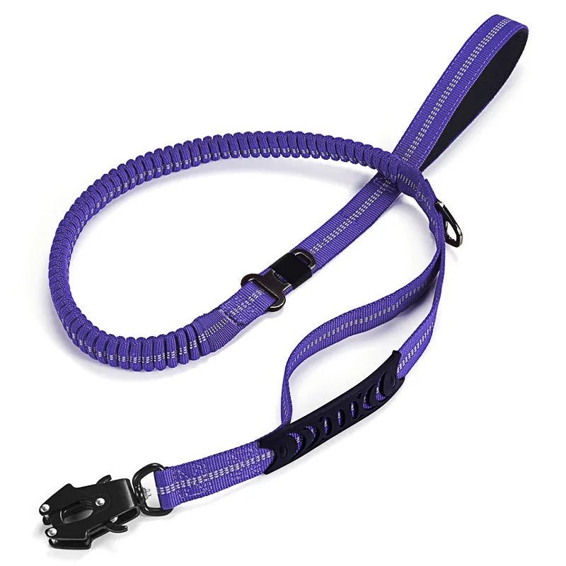 Laisse Tactique Bungee Amortissante pour Chien avec Attache Rapide