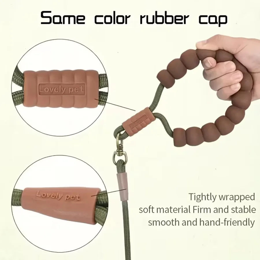 Laisse pour chien en nylon durable avec poignée en silicone confortable