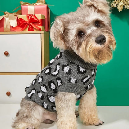 Pull tricoté à imprimé léopard pour animaux de compagnie pour une chaleur quotidienne douillette