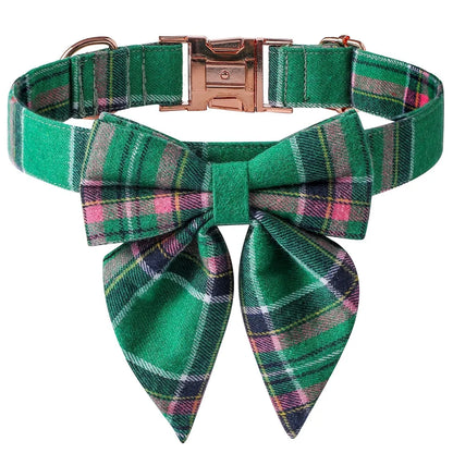 Collier pour Animaux à Carreaux avec Nœud Papillon pour Chats et Chiens - Ajustement Réglable