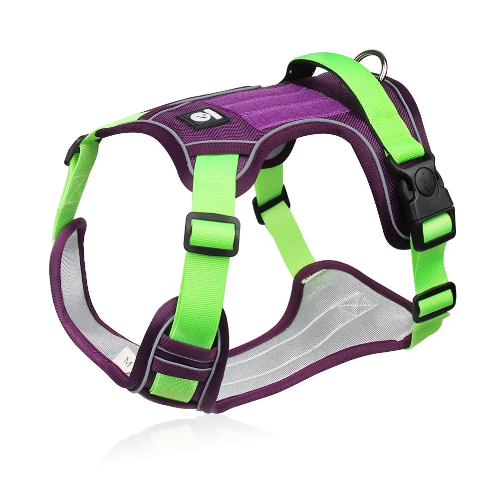 Harnais tactique anti-traction pour chien avec visibilité réfléchissante