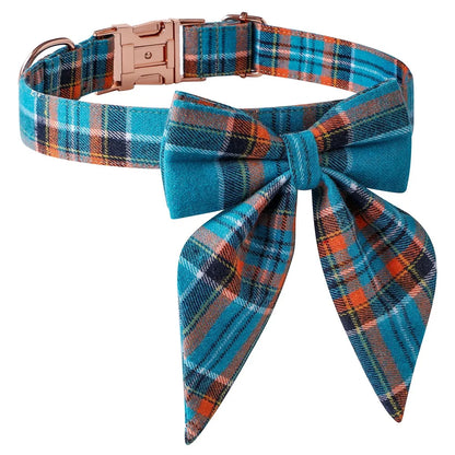 Collier pour Animaux à Carreaux avec Nœud Papillon pour Chats et Chiens - Ajustement Réglable