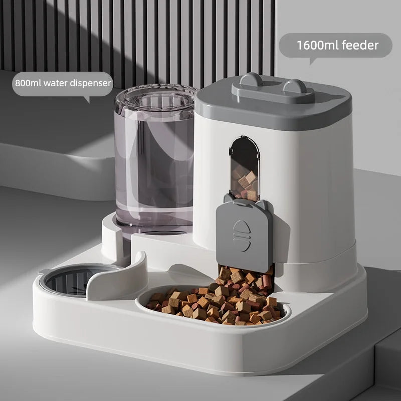 Distributeur automatique 2-en-1 de nourriture et fontaine à eau pour animaux