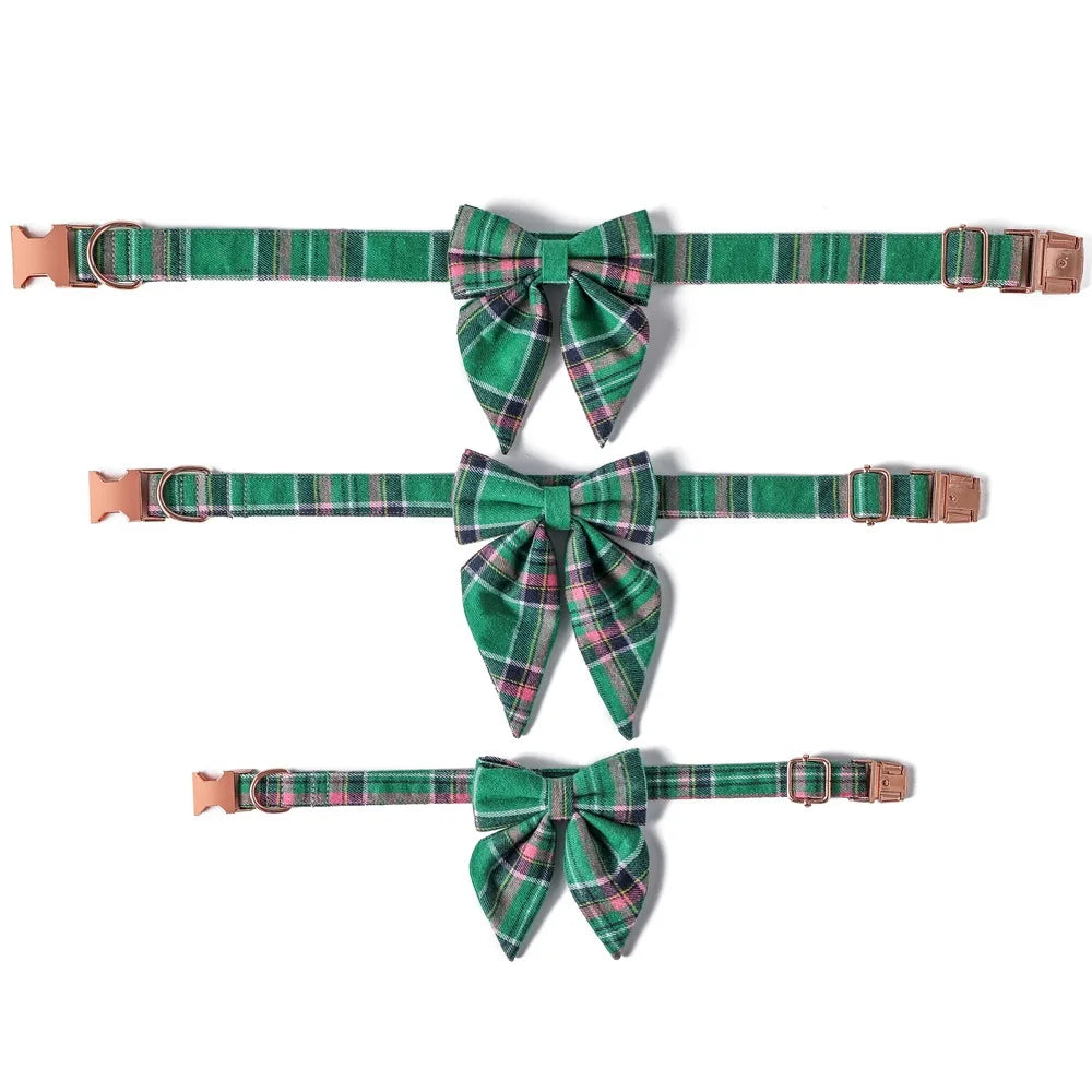 Collier pour Animaux à Carreaux avec Nœud Papillon pour Chats et Chiens - Ajustement Réglable