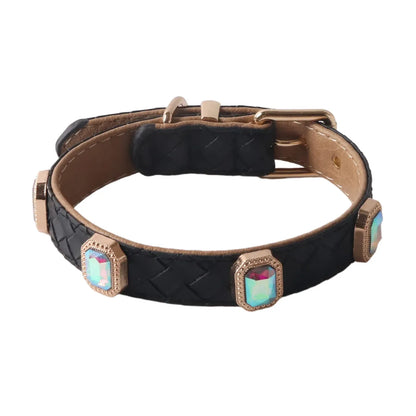Collier Tressé en Cuir PU pour Chien et Chat avec Boucle en Métal