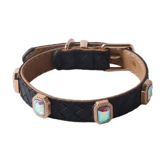 Collier Tressé en Cuir PU pour Chien et Chat avec Boucle en Métal