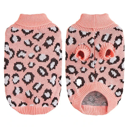 Pull tricoté à imprimé léopard pour animaux de compagnie pour une chaleur quotidienne douillette