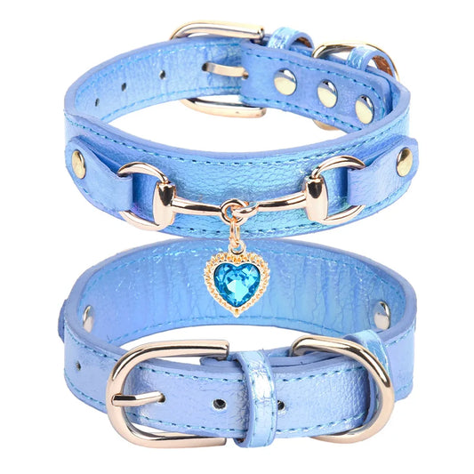 Collier pour chien en cuir PU rembourré et confortable pour petites races