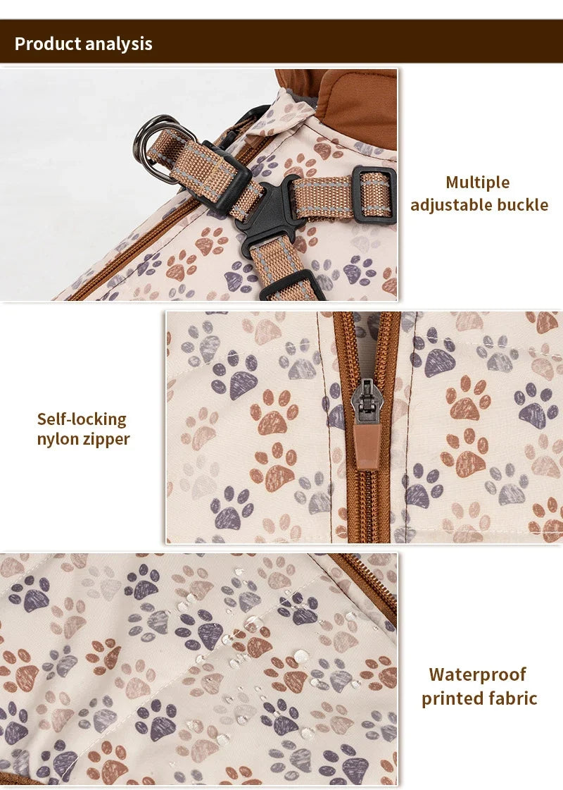 Manteau Matelassé Imperméable pour Chien avec Harnais Intégré
