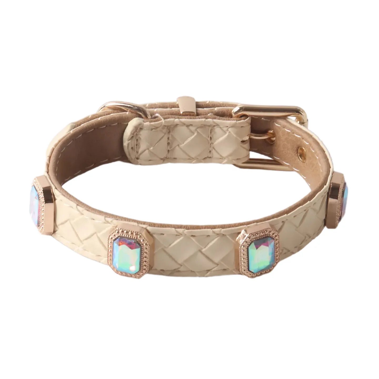 Collier Tressé en Cuir PU pour Chien et Chat avec Boucle en Métal