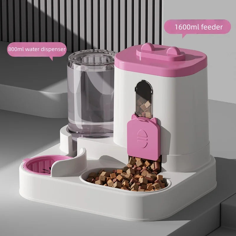 Distributeur automatique 2-en-1 de nourriture et fontaine à eau pour animaux