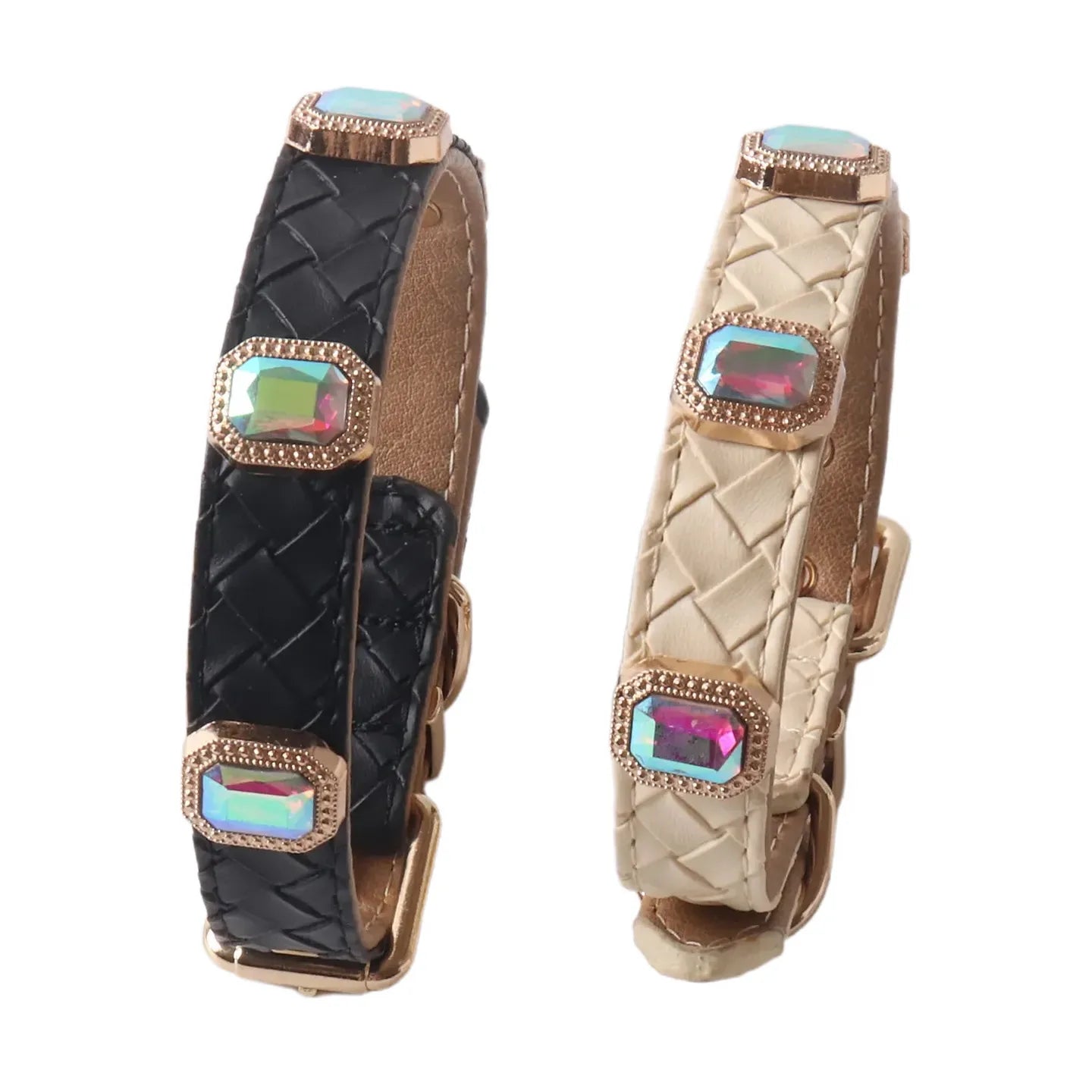 Collier Tressé en Cuir PU pour Chien et Chat avec Boucle en Métal