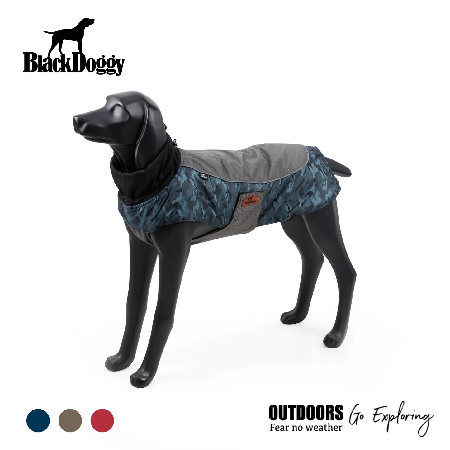 Manteau d'hiver en coton BlackDoggy pour chien pour l'exploration en plein air