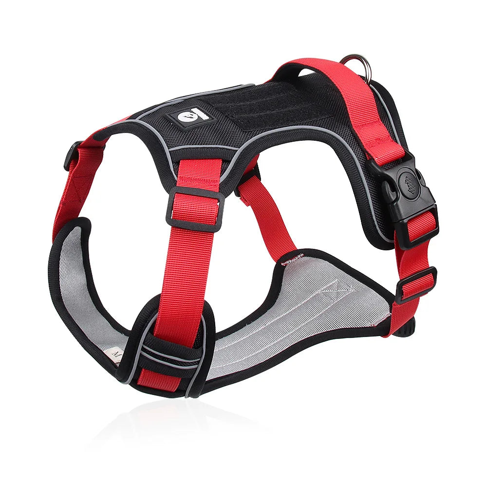 Harnais tactique anti-traction pour chien avec visibilité réfléchissante