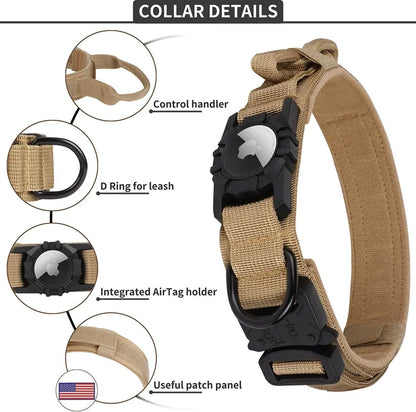 Collier Tactique Robuste pour Chien avec Porte-Traceur GPS AirTag