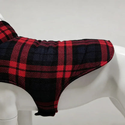 Gilet Polaire Imperméable pour Grands Chiens - Carreaux Rouges