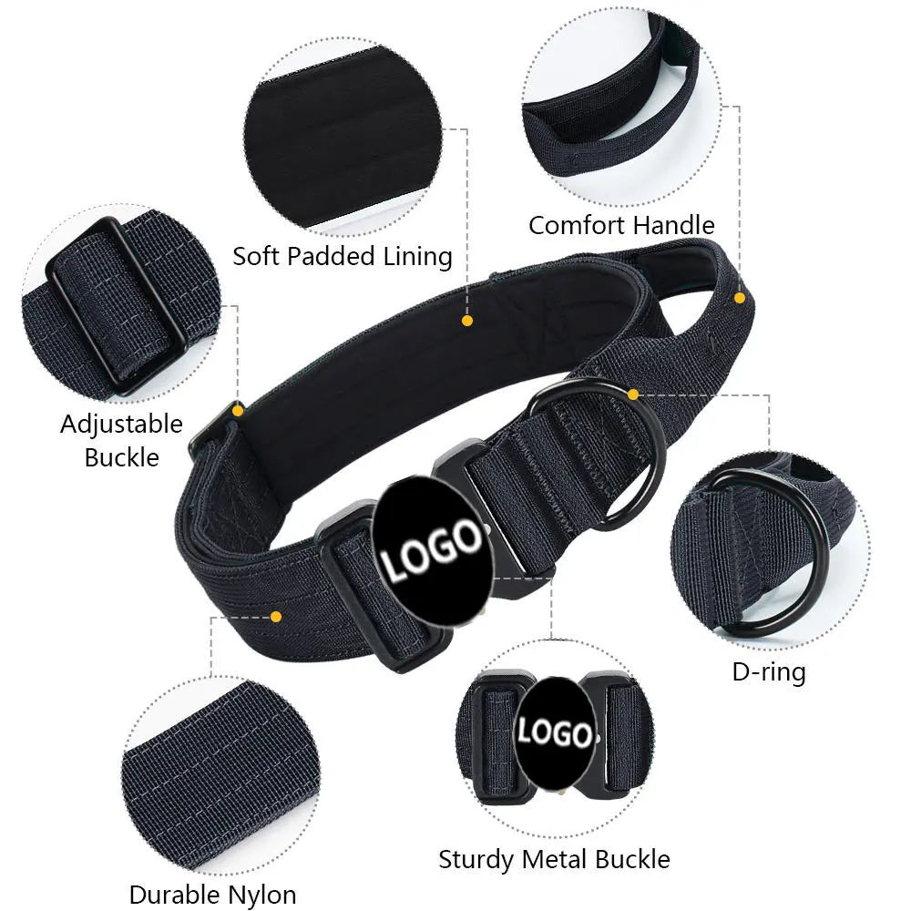 Collier Tactique Renforcé pour Chien avec Poignée de Contrôle