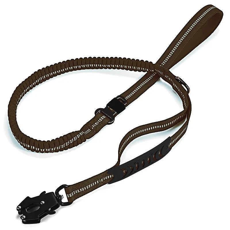 Laisse Tactique Bungee Amortissante pour Chien avec Attache Rapide