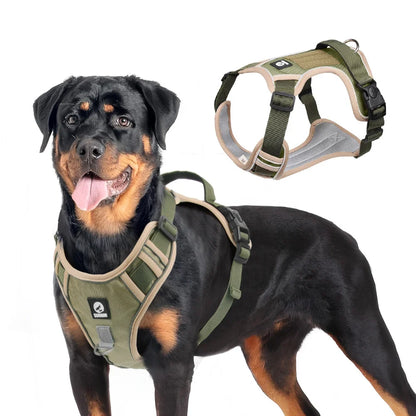 Harnais tactique anti-traction pour chien avec visibilité réfléchissante
