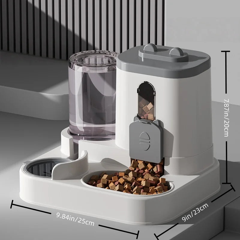 Distributeur automatique 2-en-1 de nourriture et fontaine à eau pour animaux