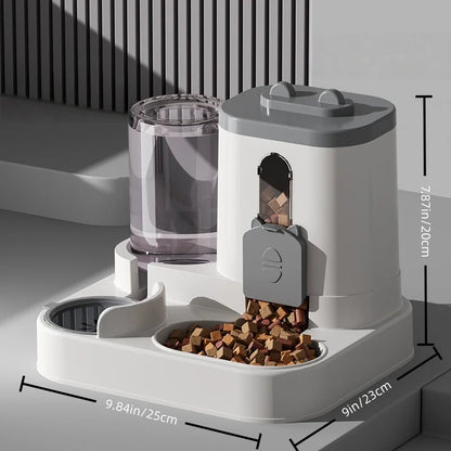 Distributeur automatique 2-en-1 de nourriture et fontaine à eau pour animaux