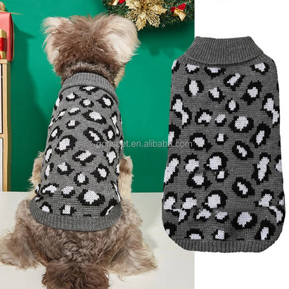 Pull tricoté à imprimé léopard pour animaux de compagnie pour une chaleur quotidienne douillette