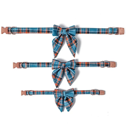 Collier pour Animaux à Carreaux avec Nœud Papillon pour Chats et Chiens - Ajustement Réglable