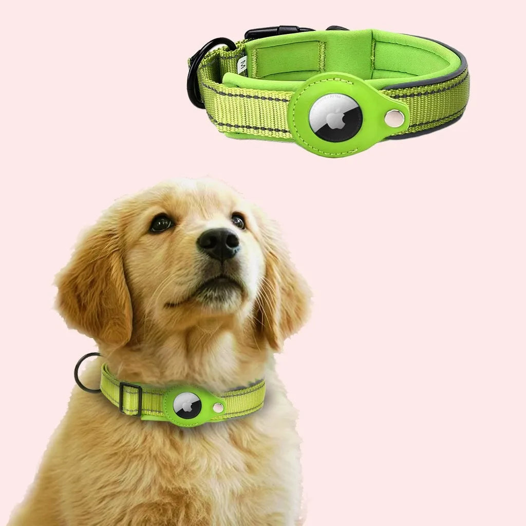 Collier en Nylon Réfléchissant Ajustable pour Chien avec Housse AirTag