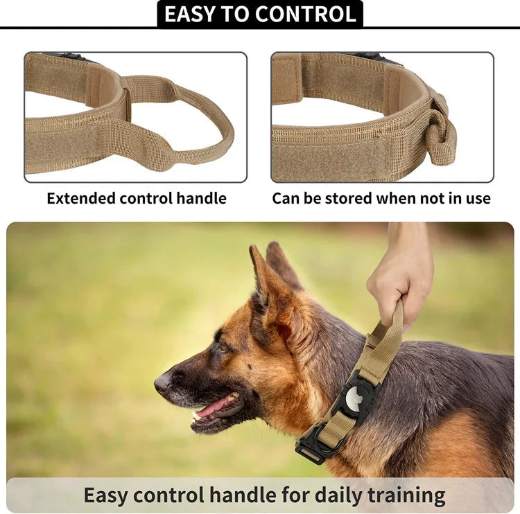 Collier Tactique Robuste pour Chien avec Porte-Traceur GPS AirTag