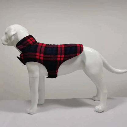 Gilet Polaire Imperméable pour Grands Chiens - Carreaux Rouges
