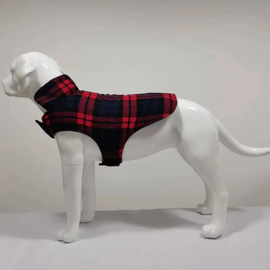 Gilet Polaire Imperméable pour Grands Chiens - Carreaux Rouges