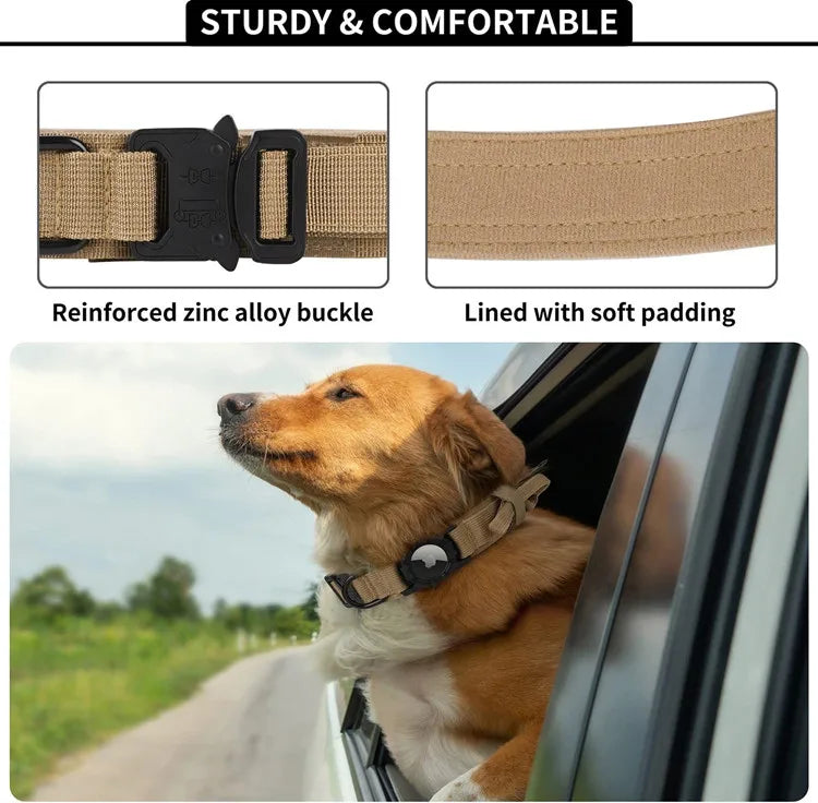 Collier Tactique Robuste pour Chien avec Porte-Traceur GPS AirTag